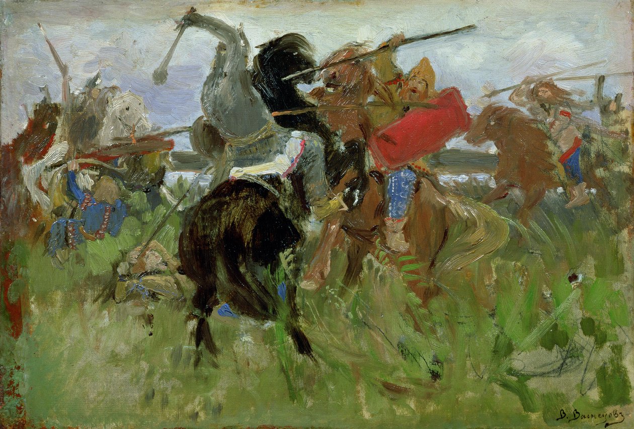 İskitler ve Slavlar arasındaki savaş, 1879 by Victor Mikhailovich Vasnetsov