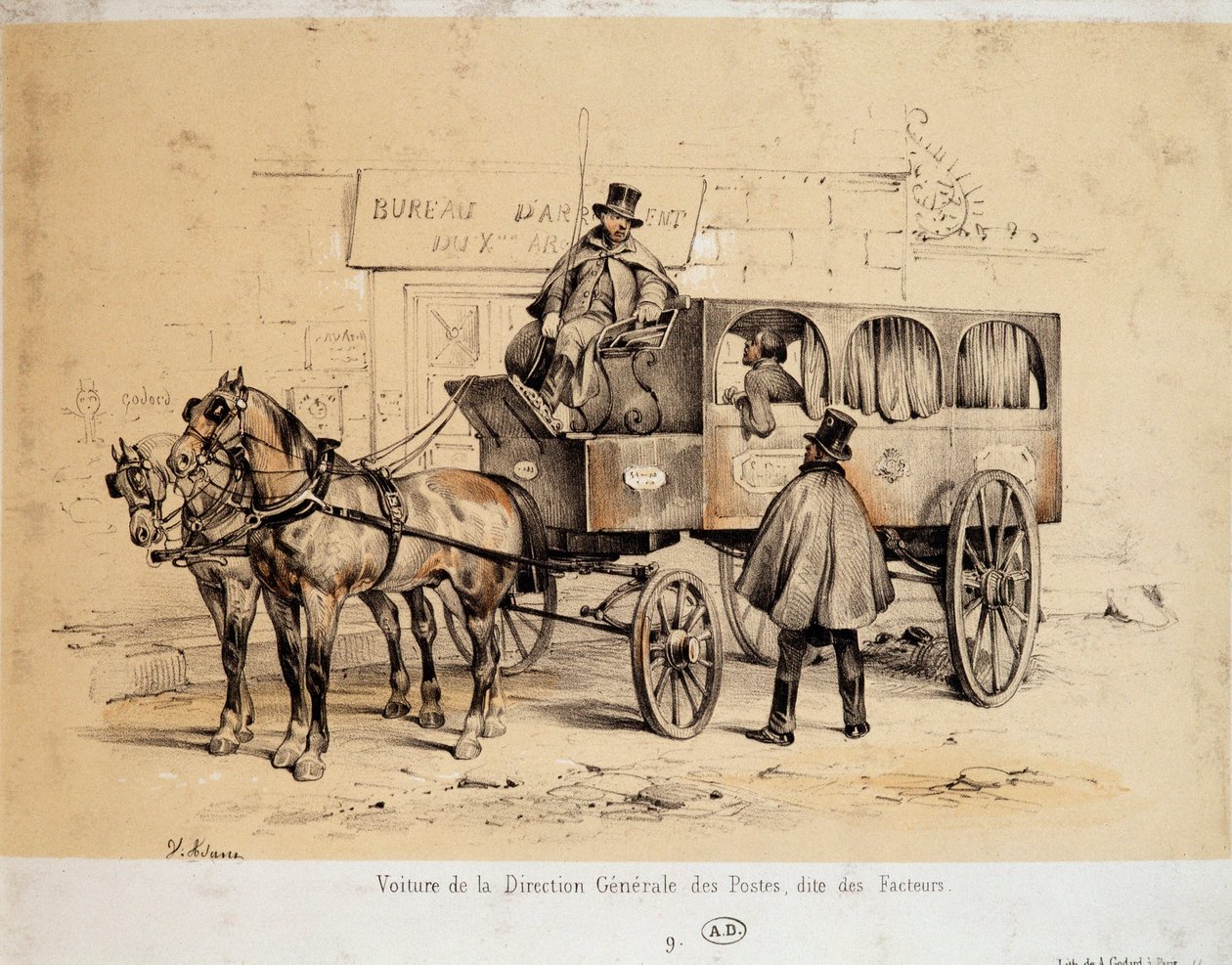 Postanenin Arabası - Litografi, Adam, yak. 1840 by Victor Adam