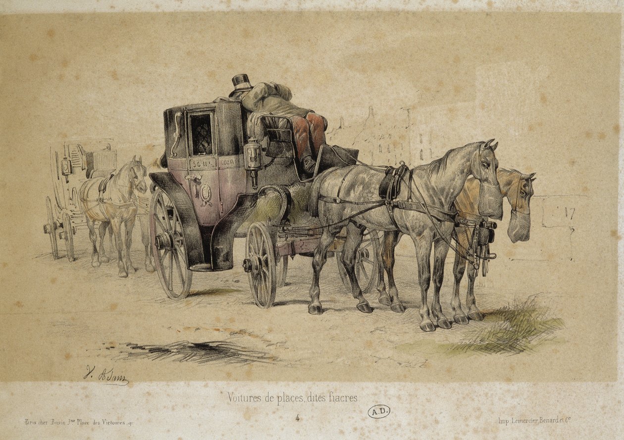 Fiacres denilen arabalar - Litografi, Adam, v.1840 by Victor Adam