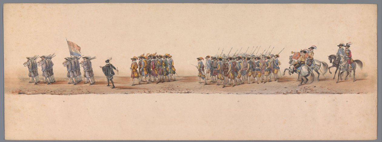 Utrecht Üniversitesi'nin ikinci yüzüncü yılında tarihi alayı, 1836 (levha 4) Hollanda Ordularının Oostende Alayı, 3 Temmuz 1600, Nieuwpoort'taki zaferden sonraki gün; HH Student tarafından verilen kostüme göre by Victor Adam