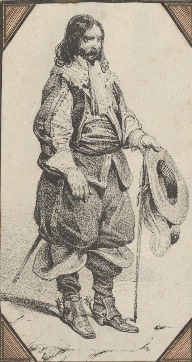 19. yüzyılın ortalarında baston ve şapka tutan adam. by Victor Adam