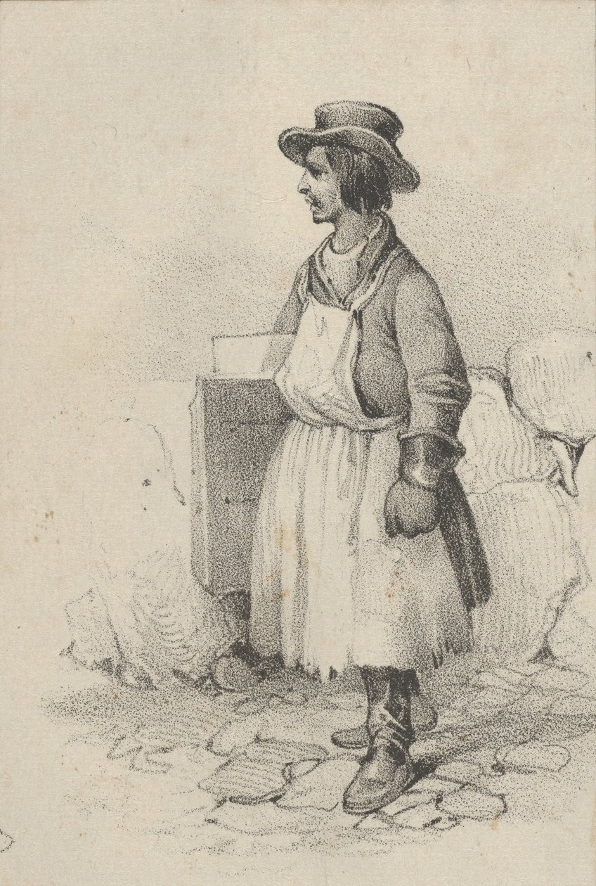 19. yüzyılın ortalarında önlük ve şapka takan adam. by Victor Adam