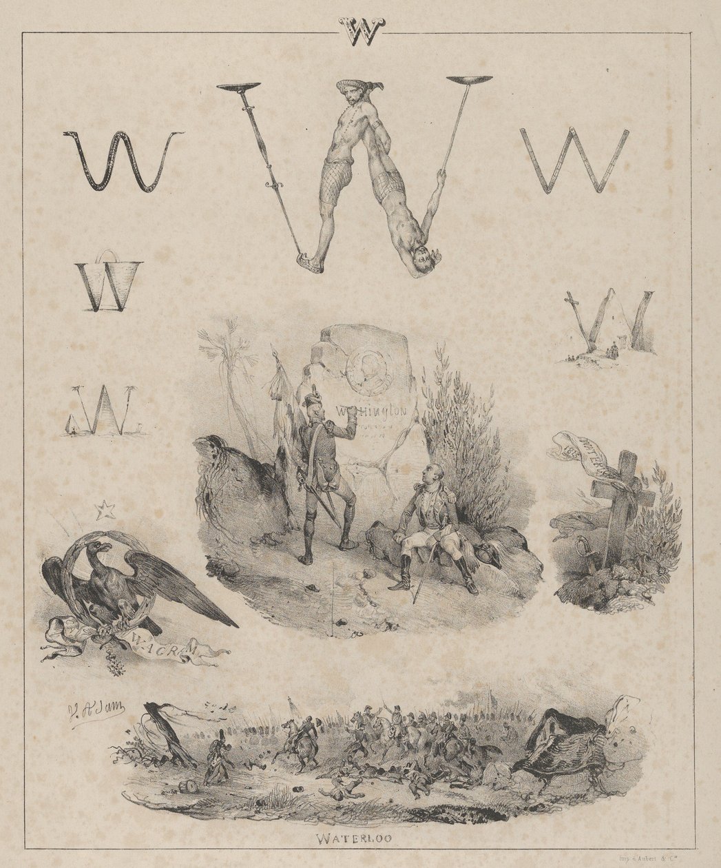 W harfi: Washington, Wagram, Waterloo, 1833. by Victor Adam