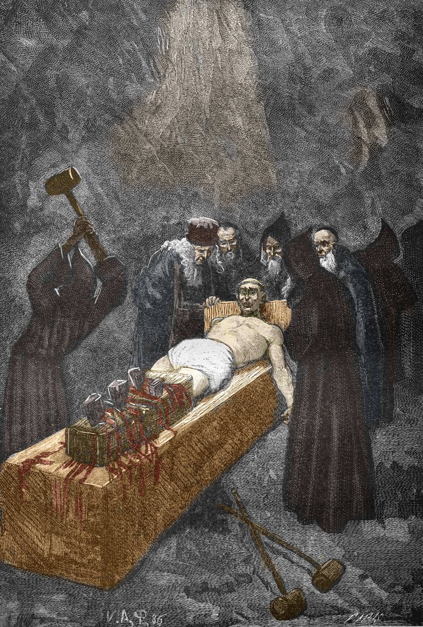 1630 civarında Loudun'un Sahipleri (demons de Loudun) vakası: cadı avı, şeytanla bir anlaşma yaptığı ve rahibeleri büyülemekle suçladığı iddia edilen Fransız rahip Urbain Grandier (1590-1634), işlemesine kadar işkence görüyor - (Urbain Grandier, Fransı by Victor Armand Poirson