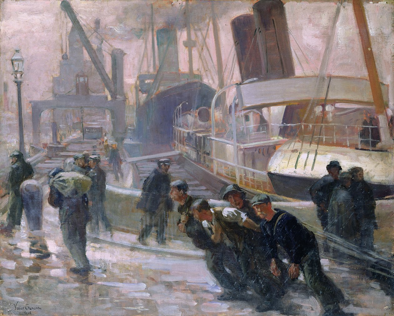 Şafakta Liverpool Liman İşçileri, 1903 by Victor Francois Tardieu