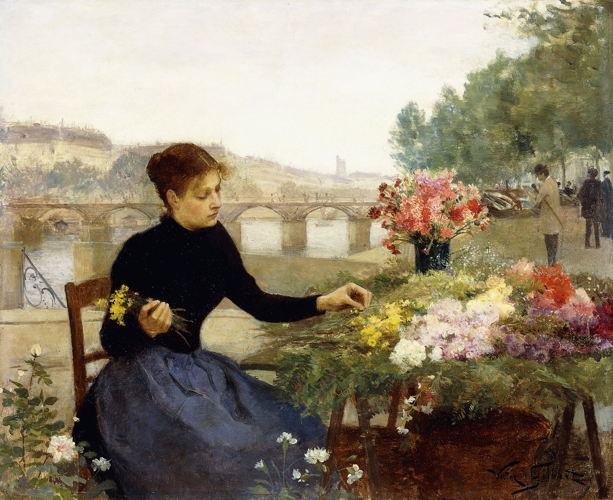 Paris Çiçek Pazarı, by Victor Gabriel Gilbert