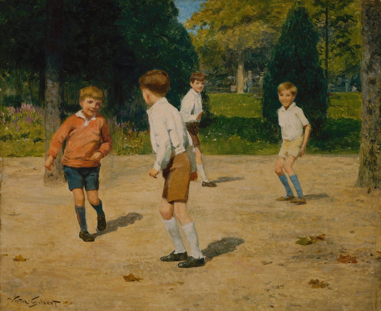 Oynayan Çocuklar (tuval üzerine yağlı boya) by Victor Gabriel Gilbert