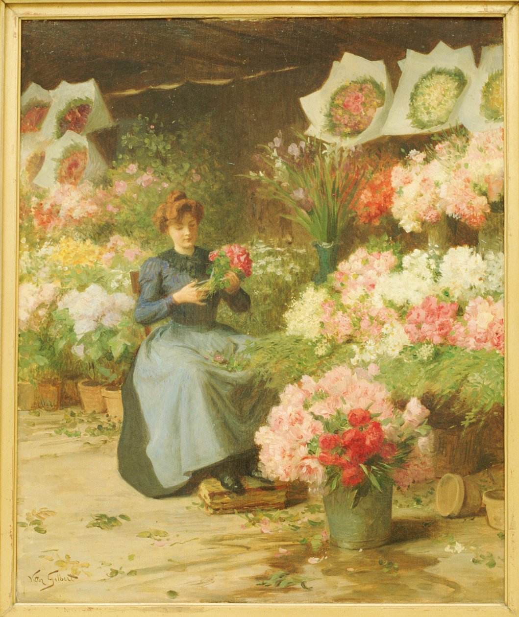 Madeleine Kilisesi önünde çiçek satıcısı by Victor Gabriel Gilbert