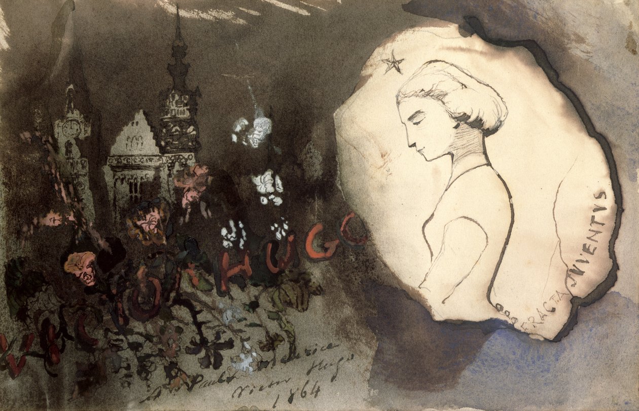 Fracta Juventus, 1864 (kağıt üzerine kalem ve mürekkep ve guaj boya) by Victor Hugo