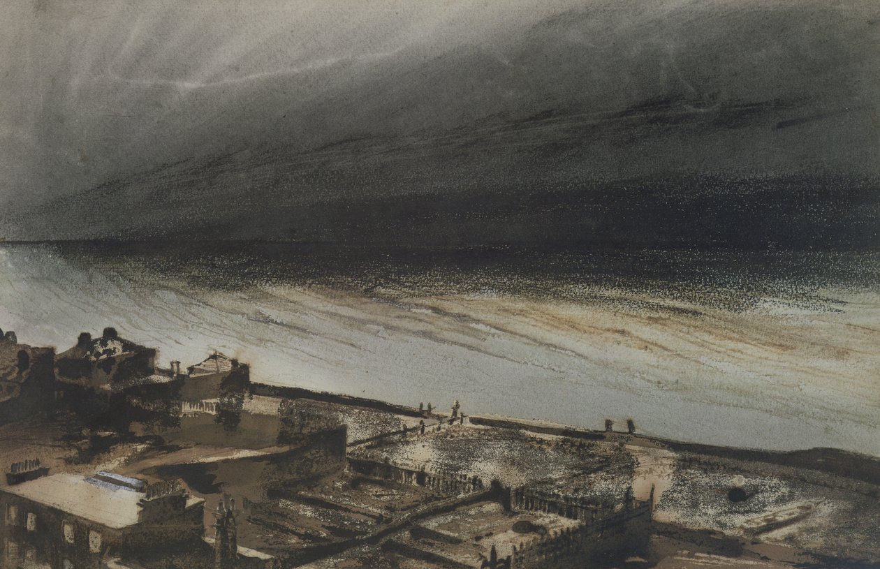 Marine-Terrace, Jersey, 1855 (kağıt üzerine karakalem, kurşun kalem ve guaj boya) by Victor Hugo