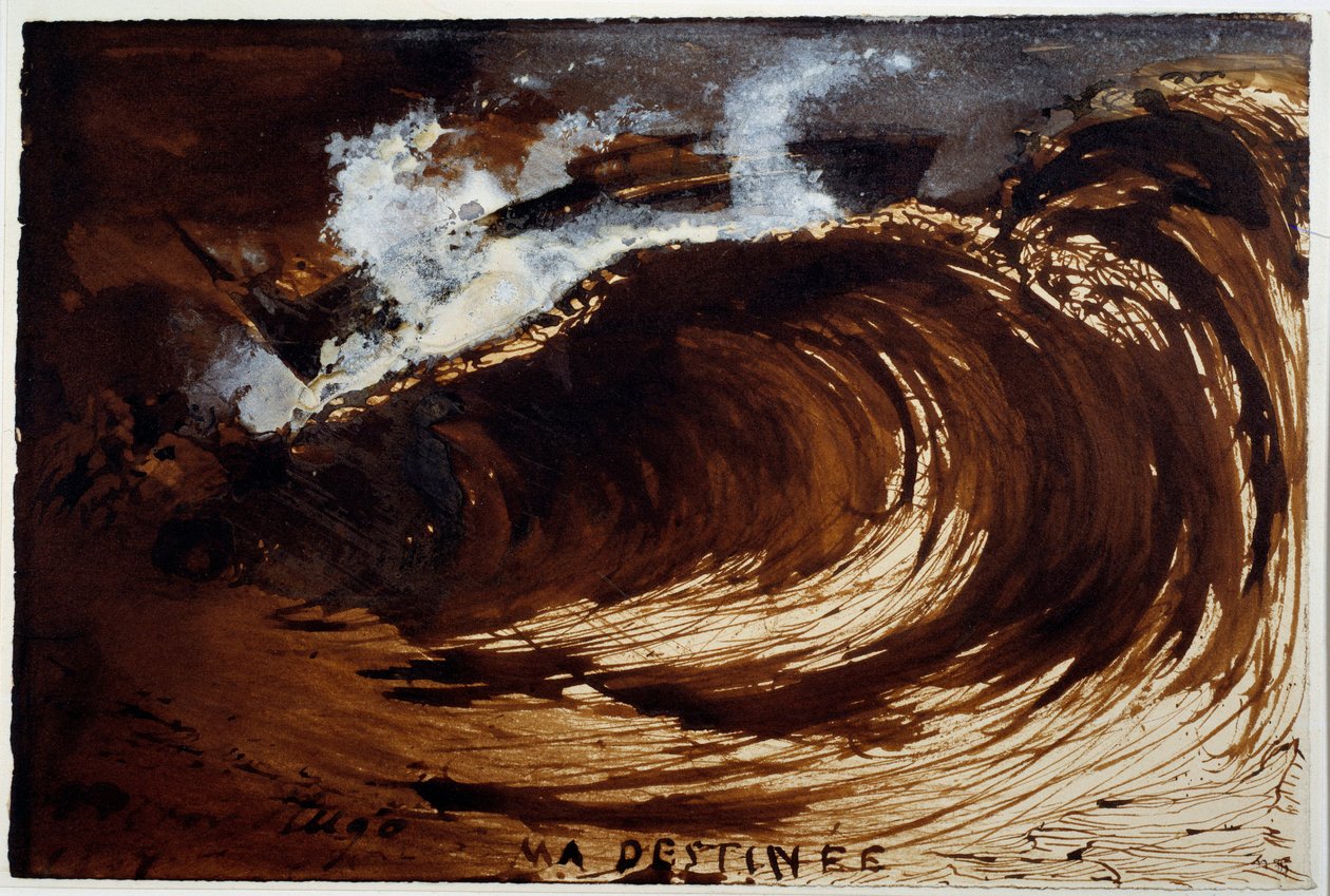Kaderim. Denizin ortasında bir dalganın temsili. Victor Hugo