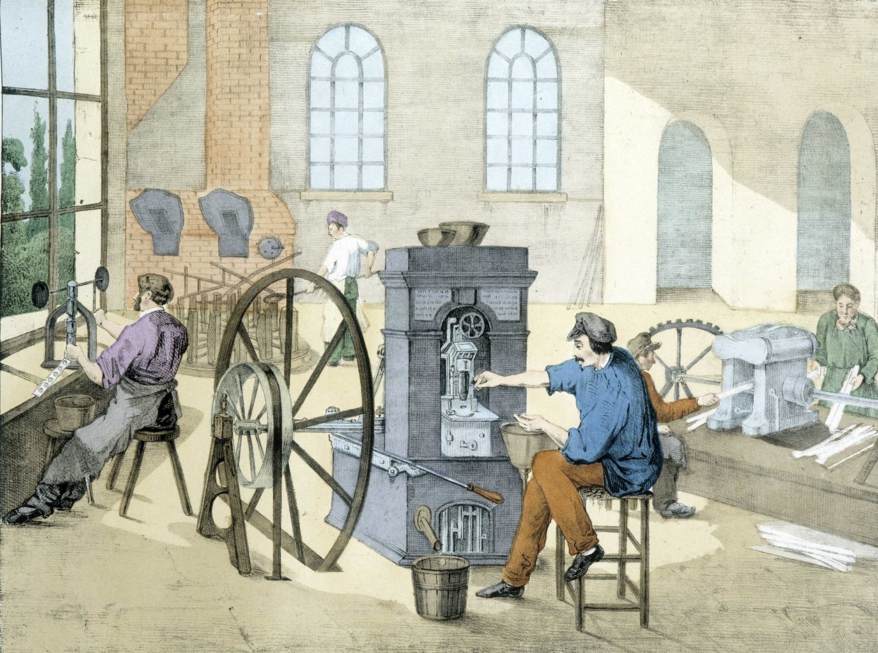 Madeni para dükkanı (madeni para basma) (madeni para yapma), litho de Janson. 19. yüzyıl. by Victor Janson