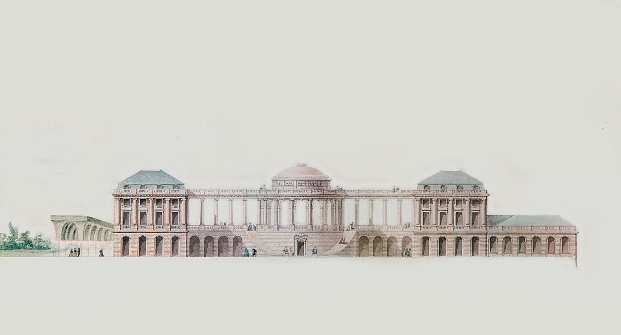 Chateau du Bouilh için ilk tasarım, Saint Andre de Cubzac, Aquitaine, c.1787 (kalem, mürekkep ve tuvalet) by Victor Louis