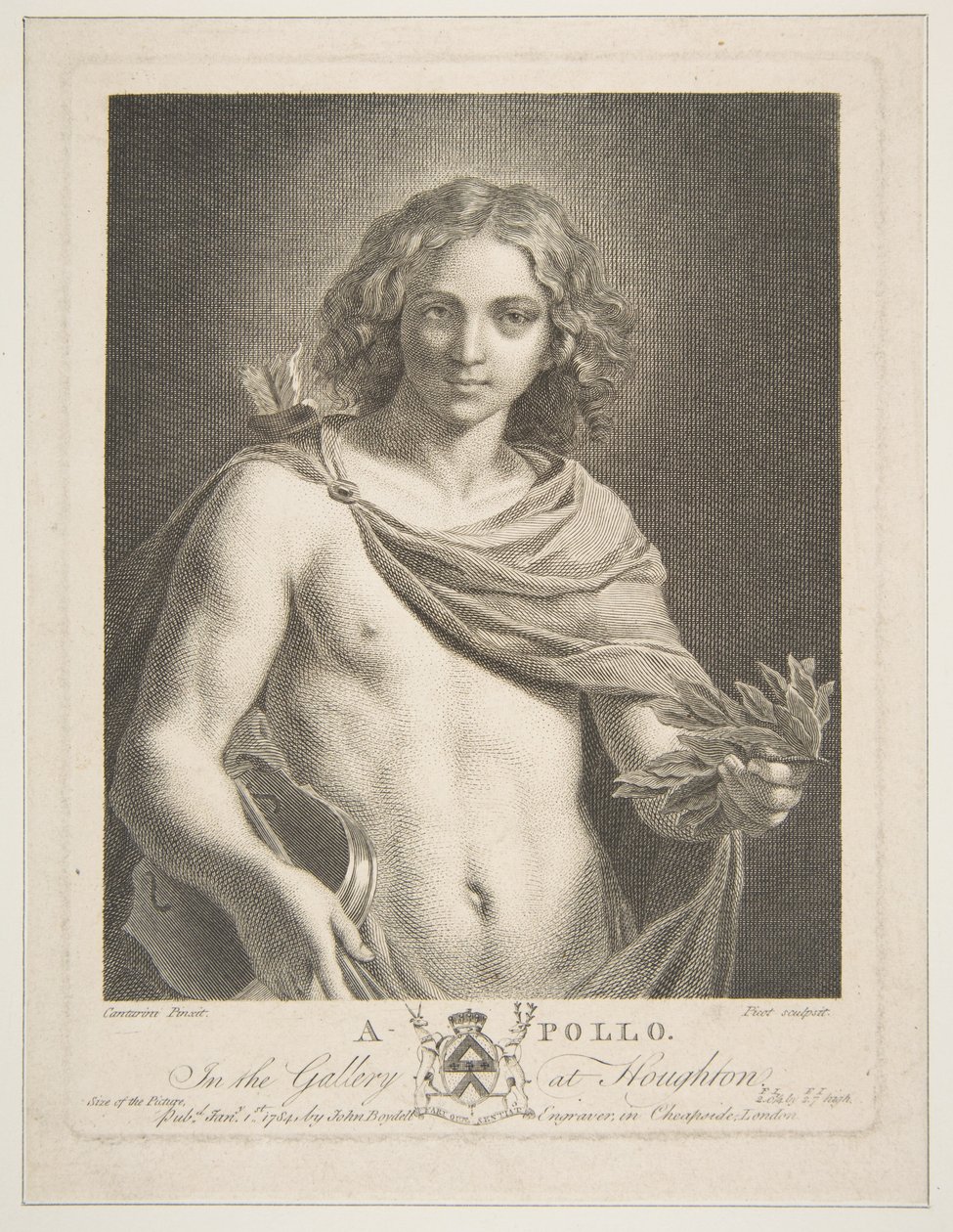 Apollon bir manto giyiyor ve elinde bir defne dalı ve keman tutuyor, 1784. by Victor Marie Picot