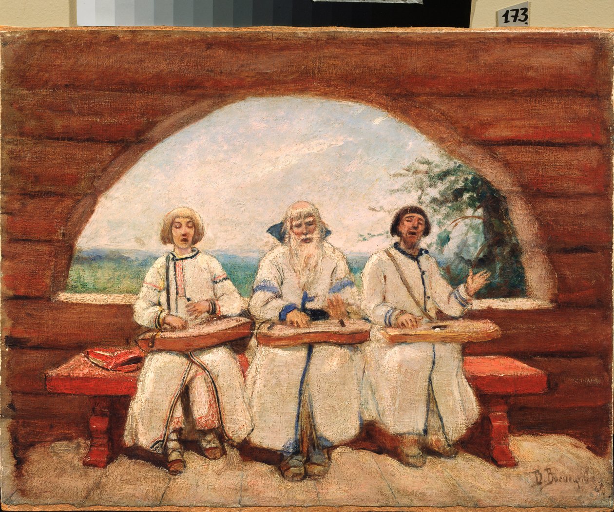 Gusli Oyuncuları (Gusli Oyuncuları) (geleneksel olarak kör, dilenci müzisyenler) - Viktor Mikhaylovich Vasnetsov (1848-1926), tuval üzerine yağlı boya by Victor Mikhailovich Vasnetsov