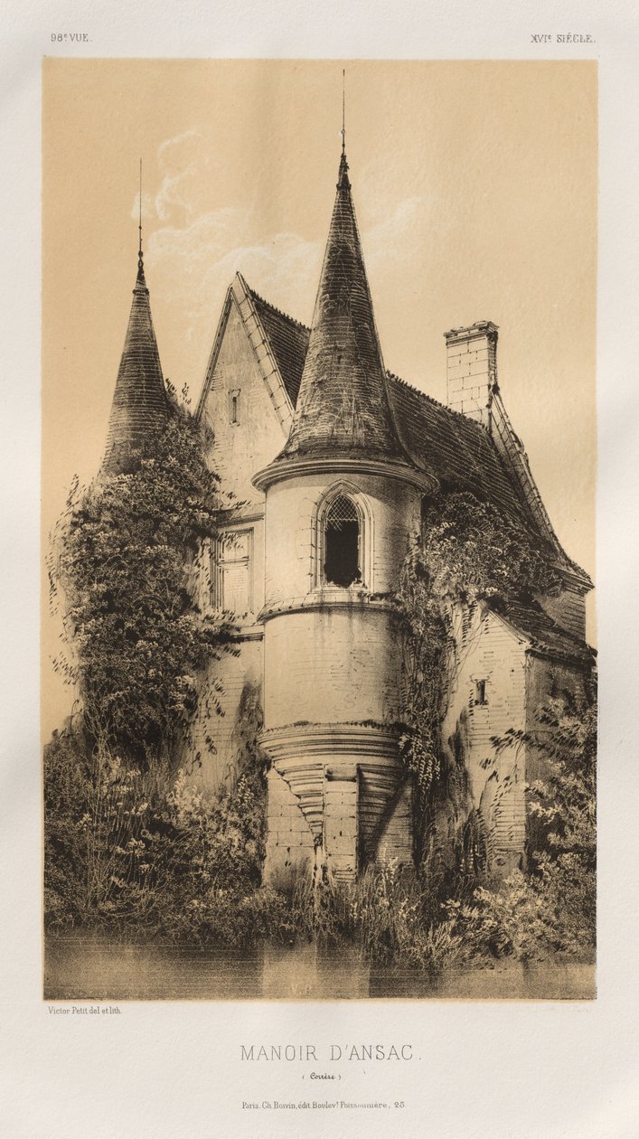 15. Yüzyılın Pitoresk Mimarisi veya Anıtları. ve XVI. Yüzyıllar: XV ve XVI Yüzyılların Fransa Şatosu: Pl. 98, Manoir d