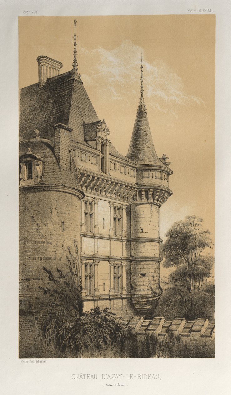 15. Yüzyılın Pitoresk Mimarisi veya Anıtları. ve XVI. Yüzyıllar: XV ve XVI Yüzyılların Chateaux De France: Levha 32, Château D