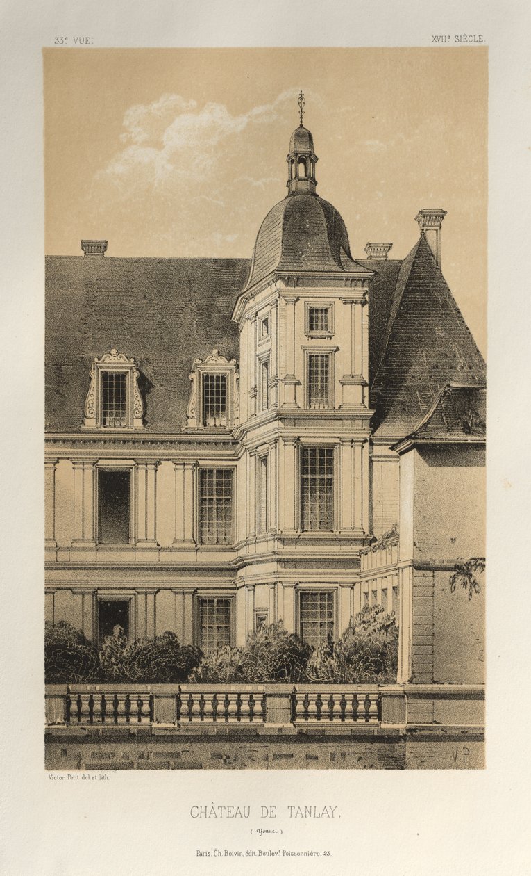 15. Yüzyılın Pitoresk Mimarisi veya Anıtları. ve XVI. Yüzyıllar: XV ve XVI Yüzyılların Chateaux De France: Pl. 33, Château De Tanlay (Yonne) by Victor Petit