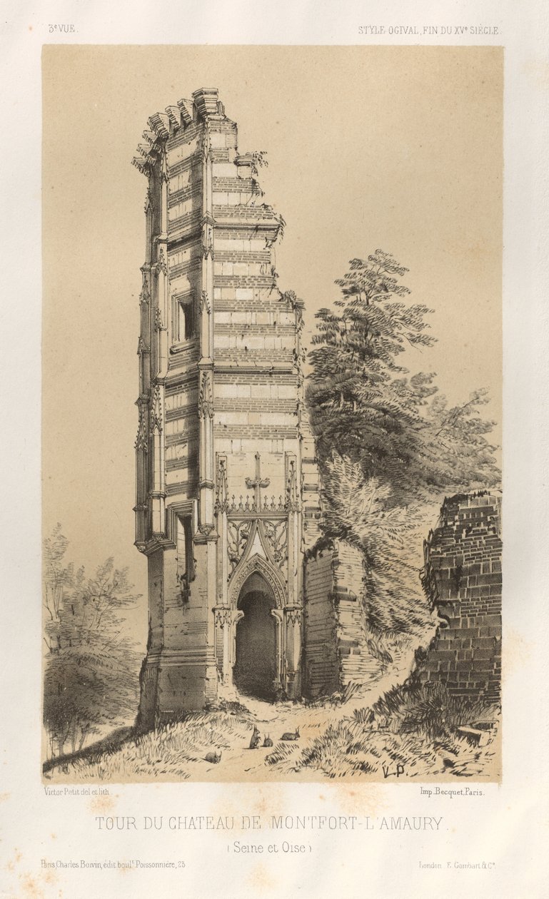 15. Yüzyılın Pitoresk Mimarisi veya Anıtları. ve XVI. Yüzyıllar: XV ve XVI Yüzyılların Chateaux De France: Pl.3, Montfort-l