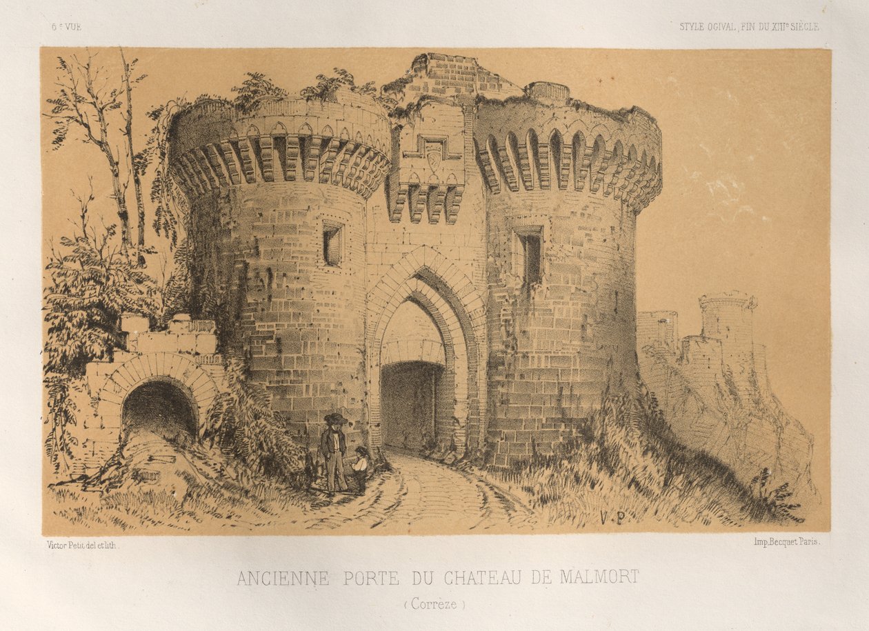 15. Yüzyılın Pitoresk Mimarisi veya Anıtları. ve XVI. Yüzyıllar: XV ve XVI Yüzyılların Fransa Şatosu: Pl.6, Chateau De Malmort
