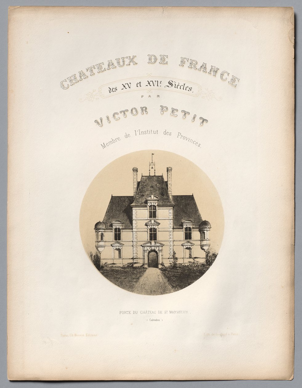 Frontispiece, Château de St Manvieux Calvados Kapısı, 1860. by Victor Petit