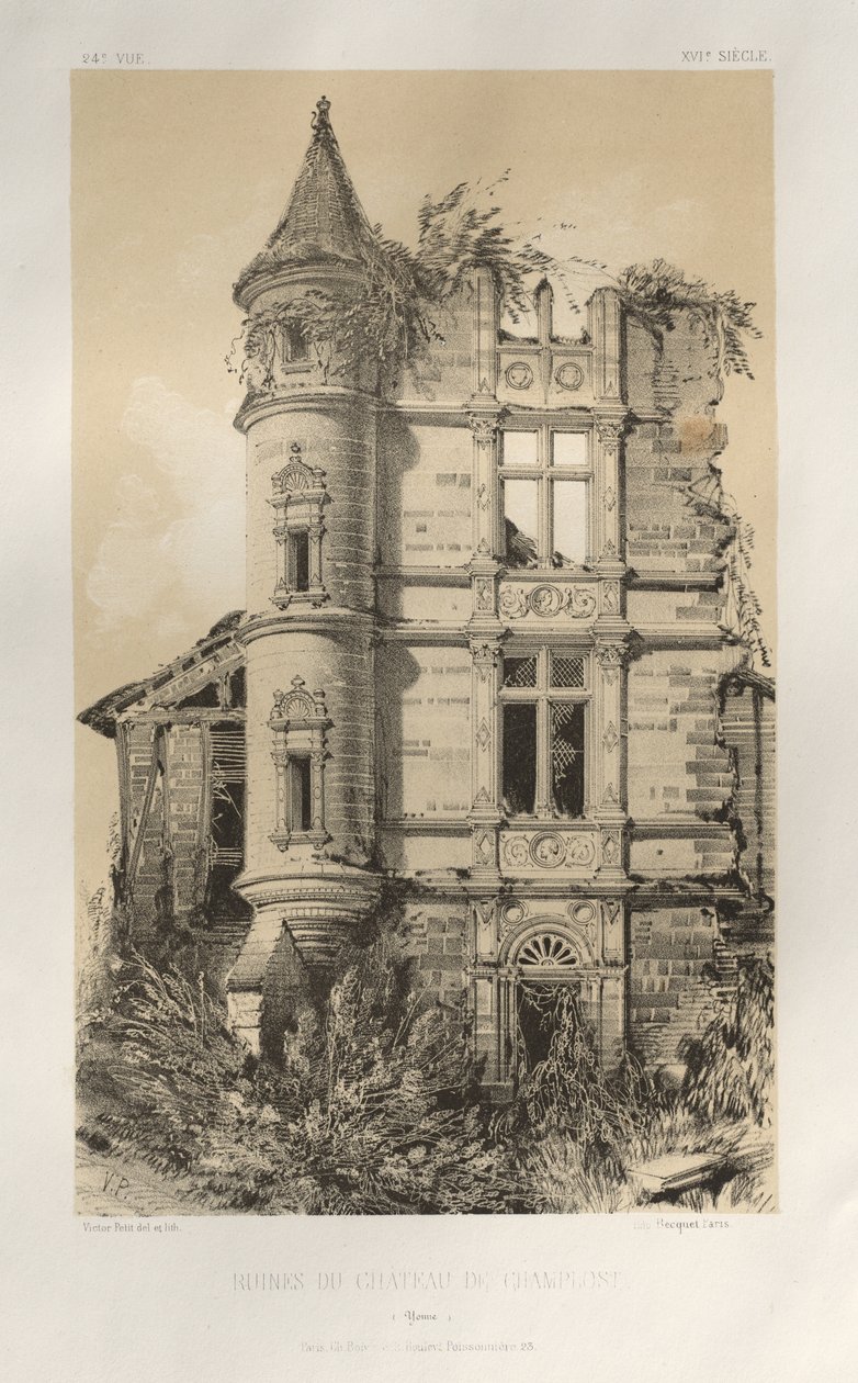...lütfen. 24, Ruines Du Chateau De Champlost Yonne, 1860