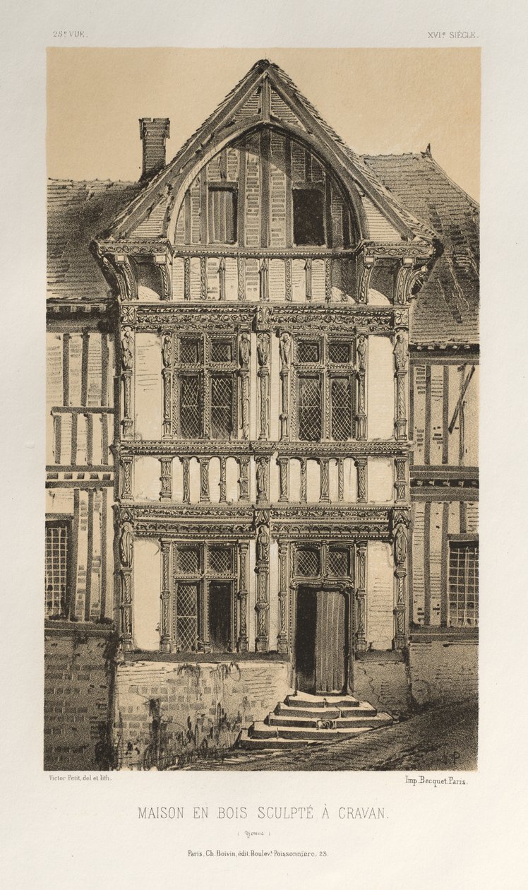 ...lütfen. 25, Maison En Bois Sculpte A Cravan Yonne, 1860'ta yayınlandı. by Victor Petit