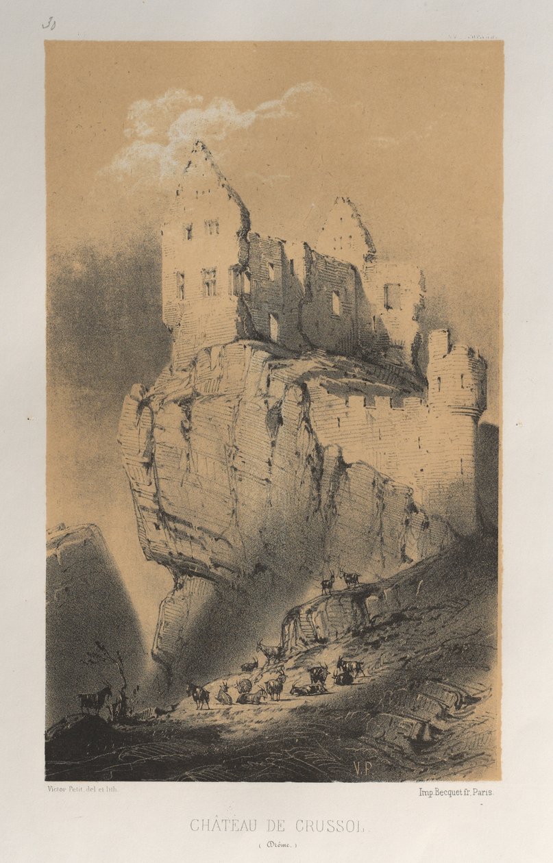 ...lütfen. 30, Chateau De Crussol Drome, 1860. by Victor Petit