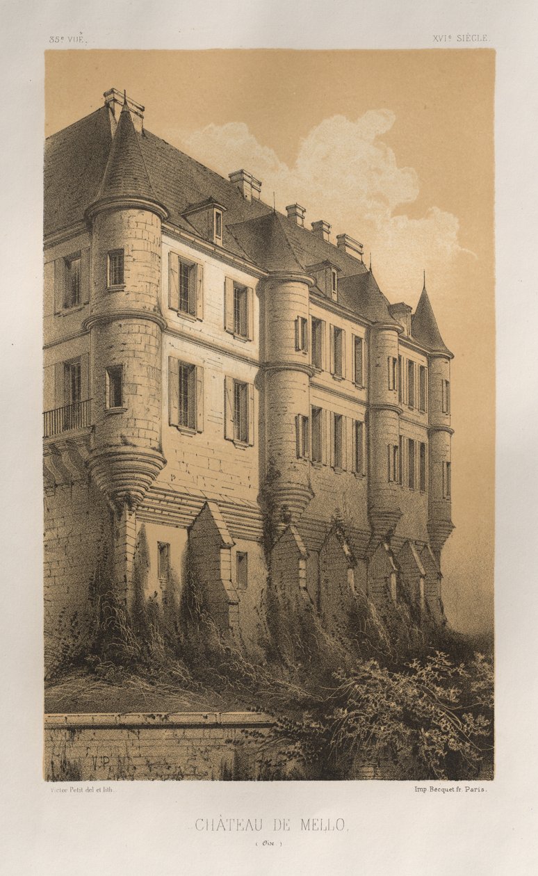 ...lütfen. 35, Chateau De Mello Oise, 1860. by Victor Petit