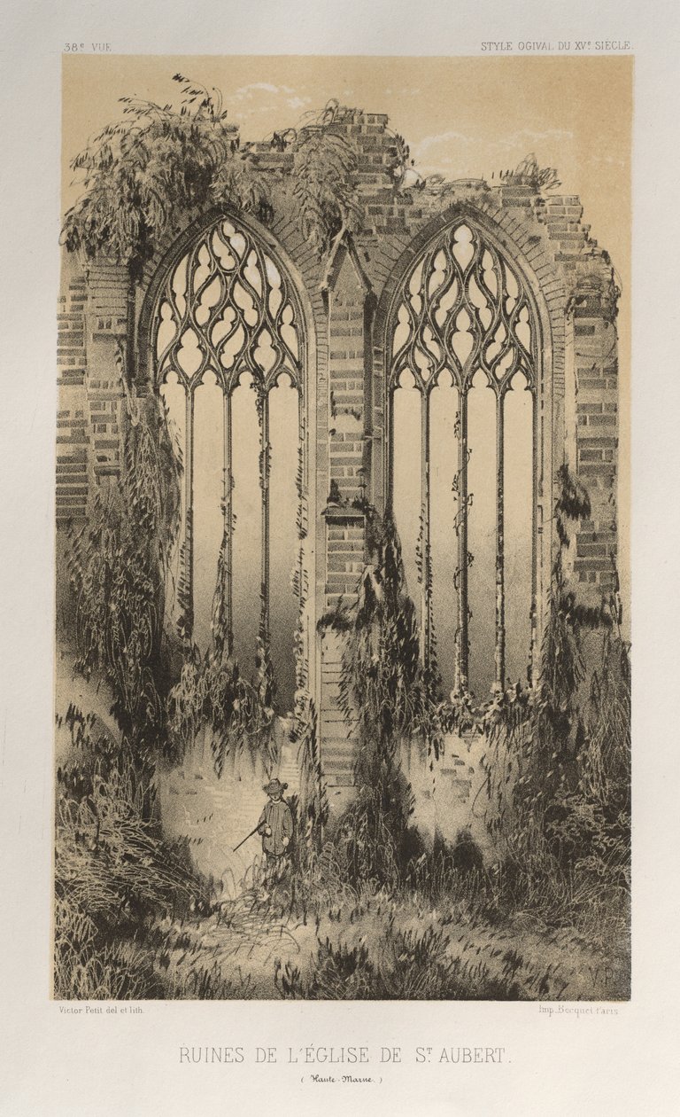 ...lütfen. 38, St. Aubert Haute-Marne Kilisesi Harabeleri, 1860. by Victor Petit