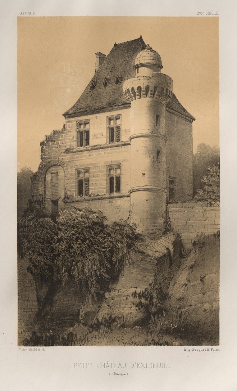 ...lütfen. 84, Küçük Exideuil Dordogne Kalesi, 1860. by Victor Petit