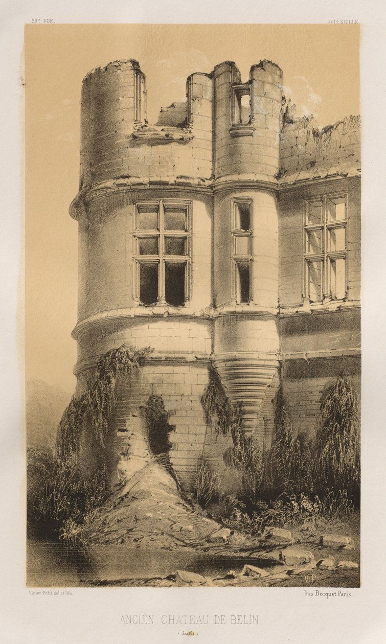 ...lütfen. 99, Eski Belin Sarthe Kalesi, 1860. by Victor Petit