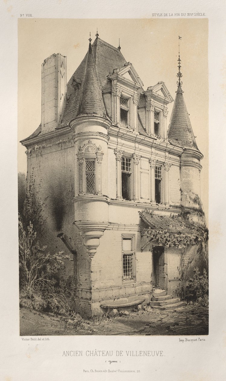 ...lütfen. 9, Eski Villeneuve Yonne Kalesi, 1860. by Victor Petit