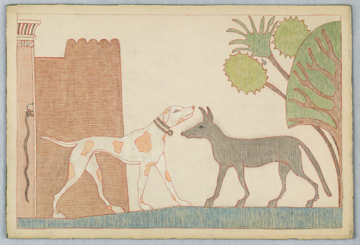 Köpek ve Kurt, Ezop Masalları için İllüstrasyon by Victor Wilbour