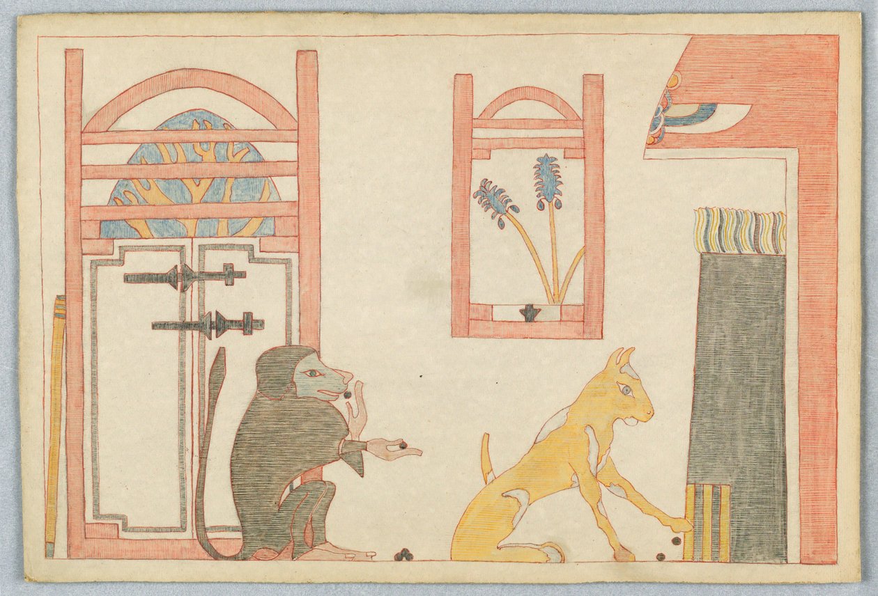 Maymun ve Kedi, Ezop Masalları için İllüstrasyon by Victor Wilbour