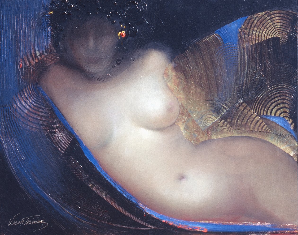 İsimsiz, 2004 (Tuval Üzerine Yağlı Boya ve Altın Varak) by Victoria Montesinos