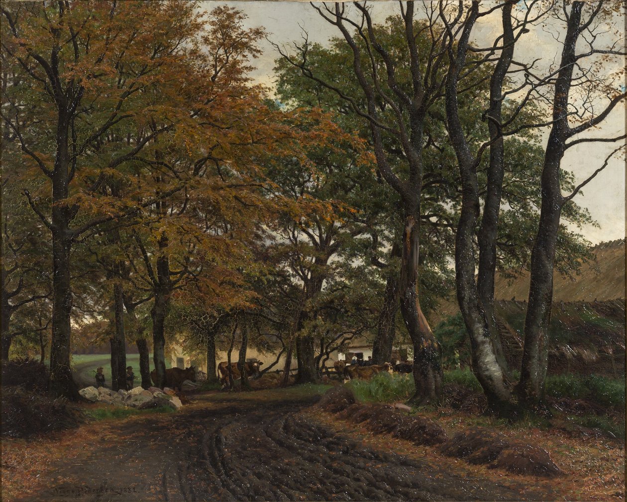 Yaşlı ağaçların altında bir asfalt yol by Viggo Pedersen