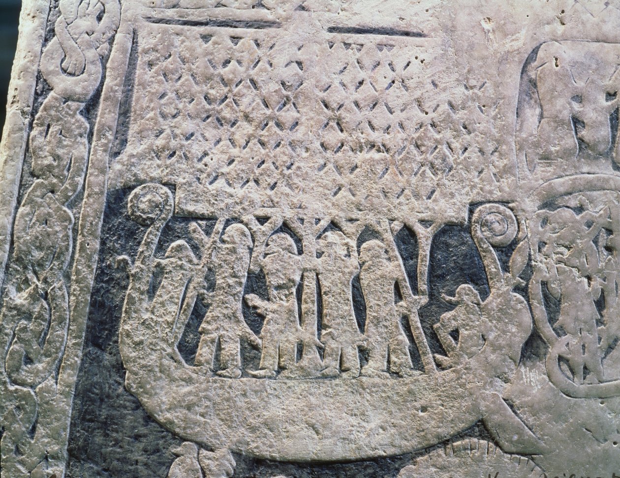 Detail of a picture stone depicting the last voyage of the deceased, from the Isle of Gotland stone by Viking