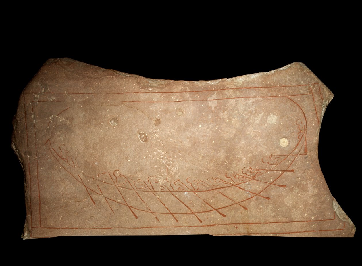 Bir Viking kürek gemisini temsil eden grafiti. 9. yüzyıl Stockholm, Historiska Museet by Viking