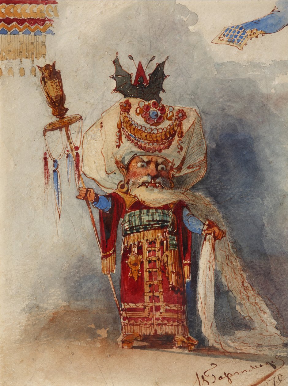 Chernomor. M. Glinka'nın Ruslan ve Lyudmila operası için kostüm tasarımı by Viktor Alexandrovich Hartmann