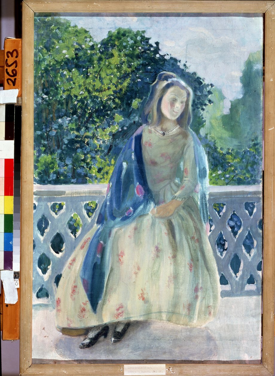 ""Jeune fileto au balkon"" Painture de Victor (Victor) Elpidiforovich Borisov-Musatov (Borisov Musatov) (1870-1905) 1900 A. Radishchev Sanat Müzesi Saratov