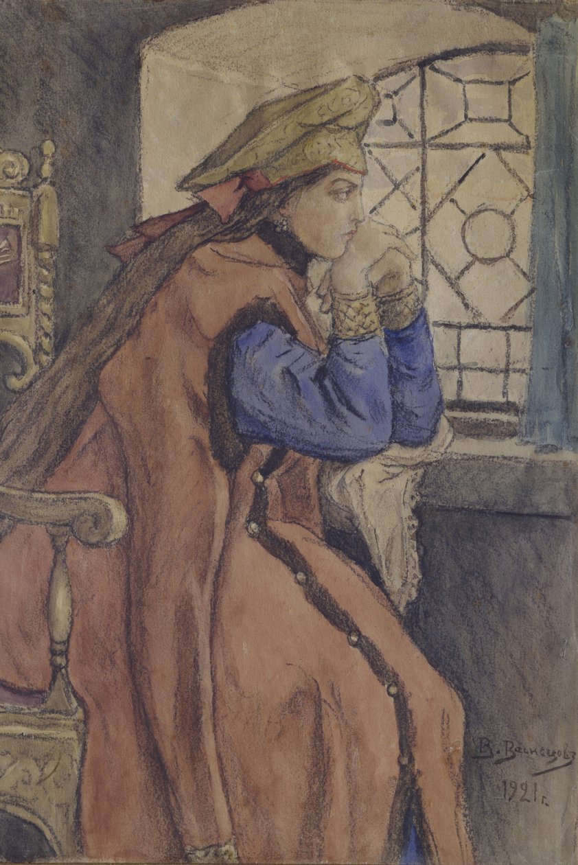 Pencerede Çarevna Hiç Gülmeyen Prenses, 1920 by Viktor Mikhaylovich Vasnetsov