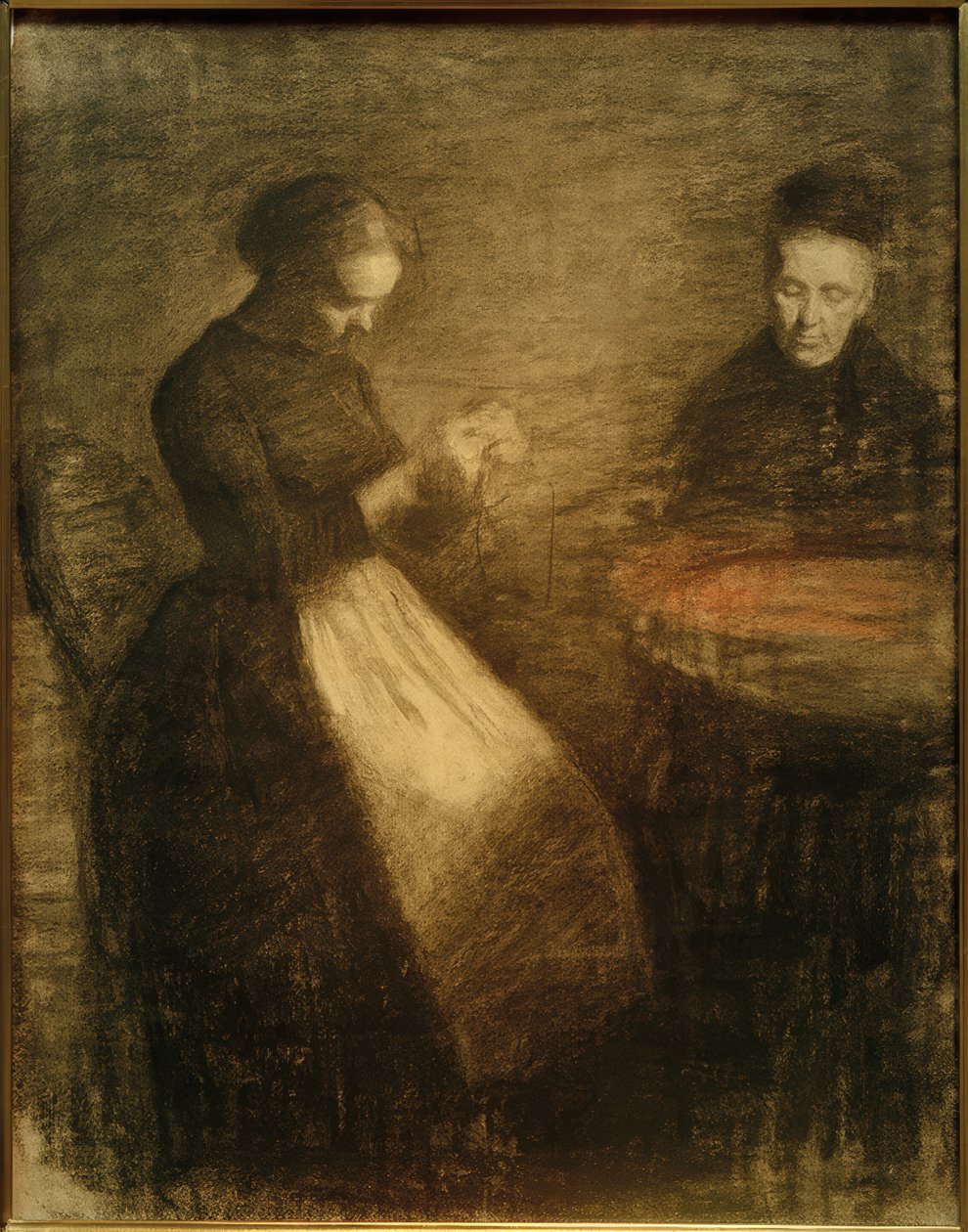 oturma odasında akşam by Vilhelm Hammershoi