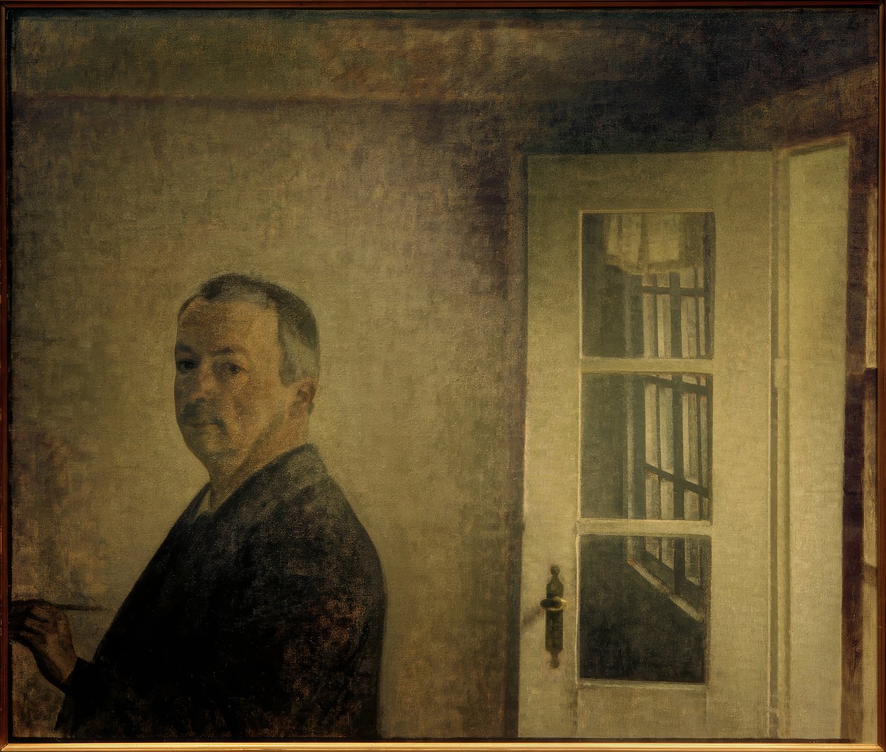 Kendi portresi. "Spurveskjul" by Vilhelm Hammershoi