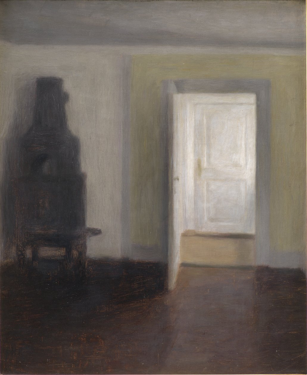 İç mekan. Eski Bir Soba by Vilhelm Hammershøi