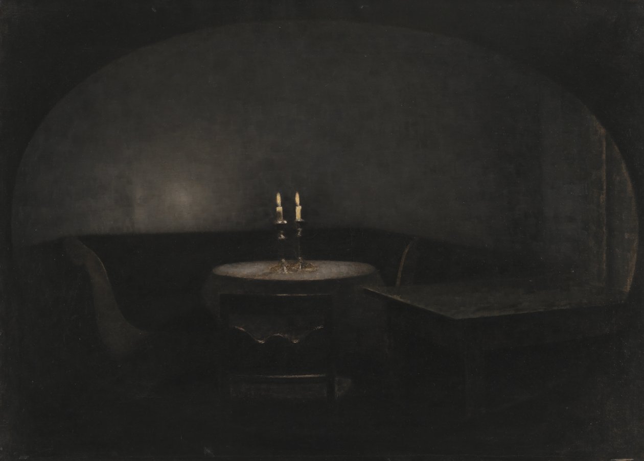 İç mekan. Yapay ışık by Vilhelm Hammershøi