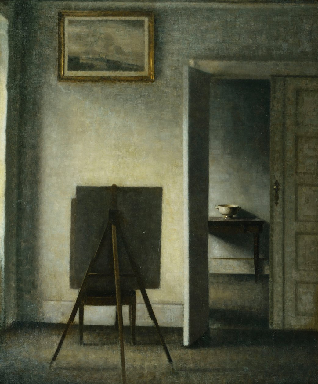 Sanatçının Şövalesiyle Bir İç Mekan, by Vilhelm Hammershoi