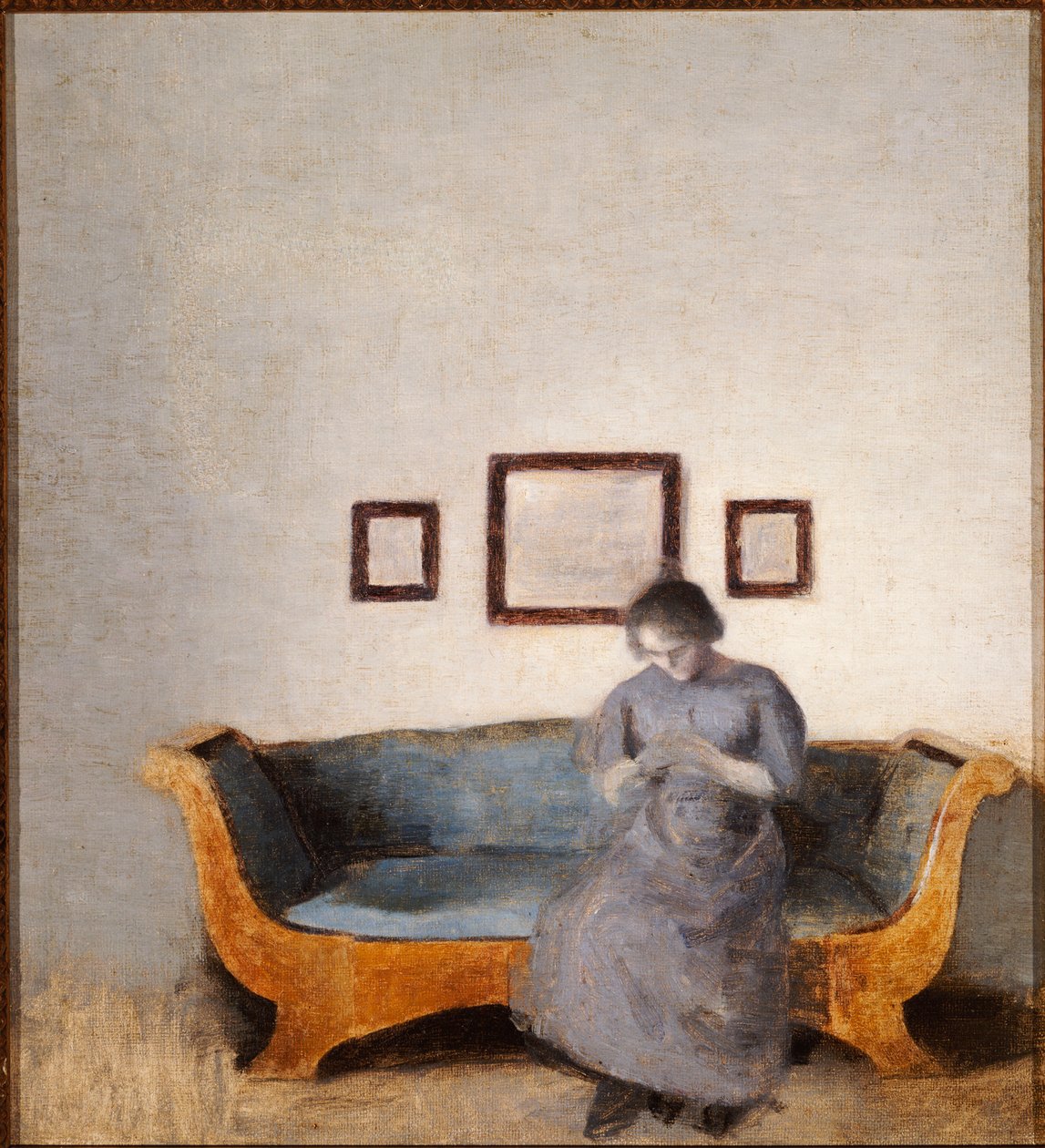 Kanepede oturan Ida Hammershoi by Vilhelm Hammershoi