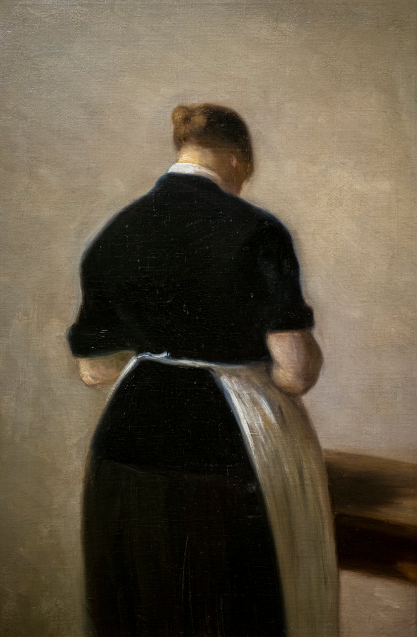 Ayakta duran bir kadının çalışması, arkadan görünüm by Vilhelm Hammershoi