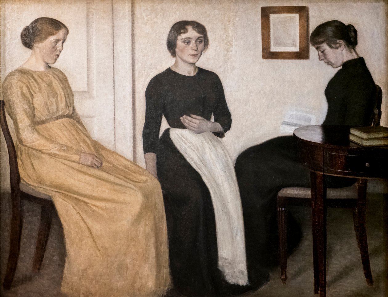 üç genç kadın by Vilhelm Hammershoi